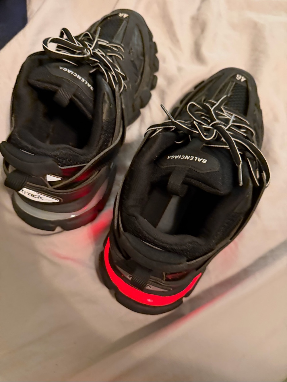 Balenciaga Black Sneakers with Red Heel Accent